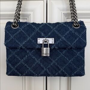 Kurt Geiger London Elegant Blue Quilted Chain Bag